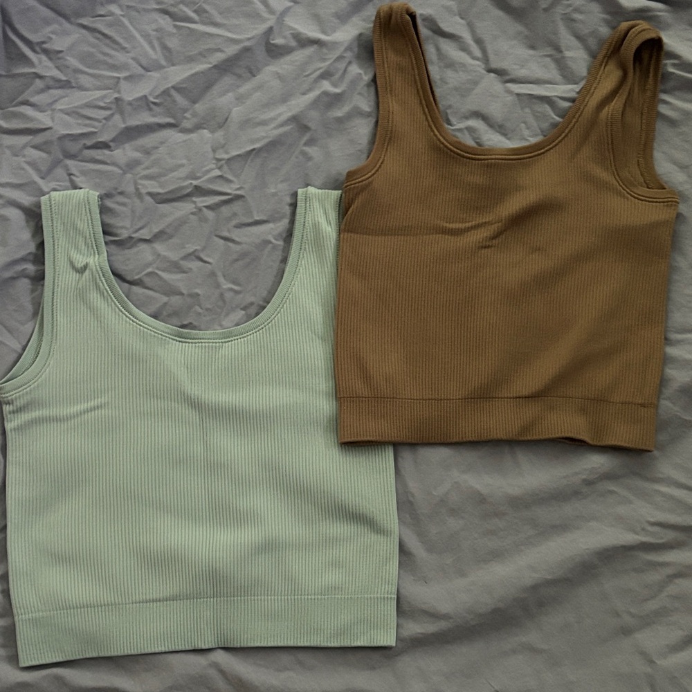 Athleta Kids Tank Tops in Mint Green and Brown